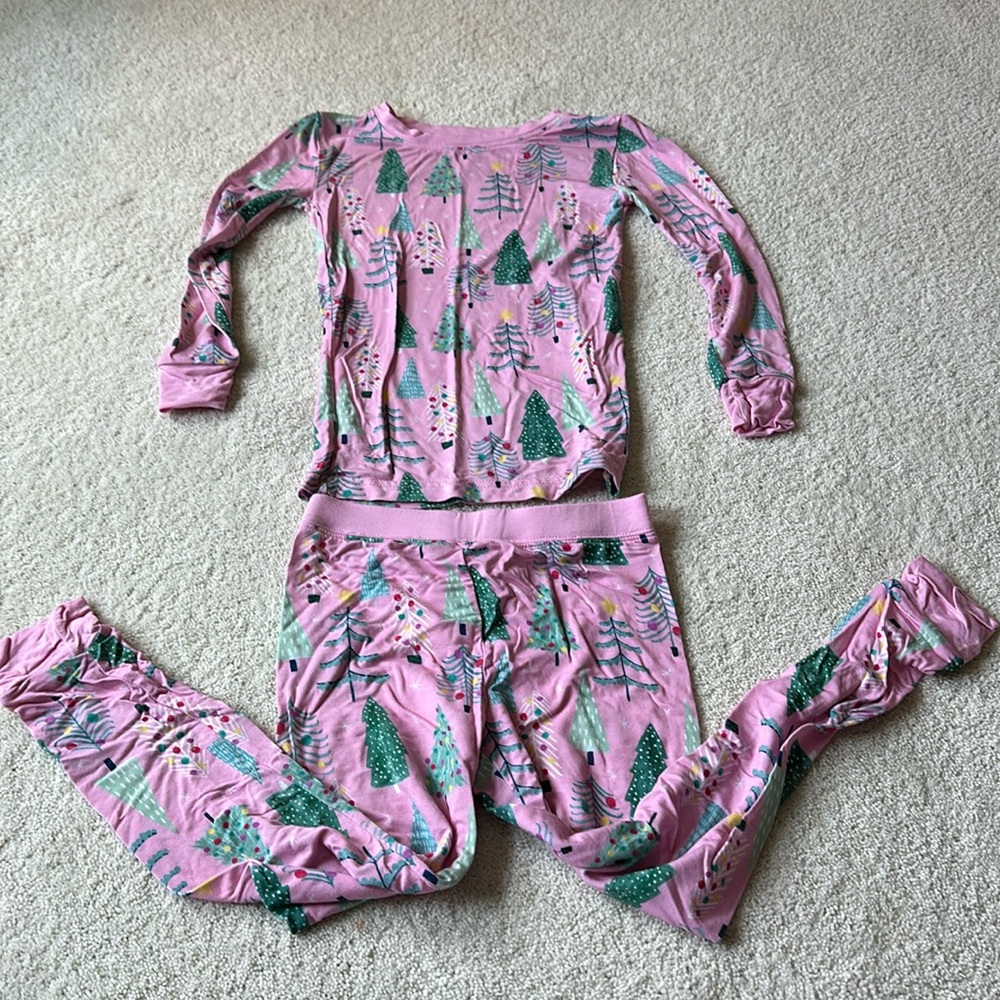 4T Little Sleepies Pink Twinkling Trees Pajamas